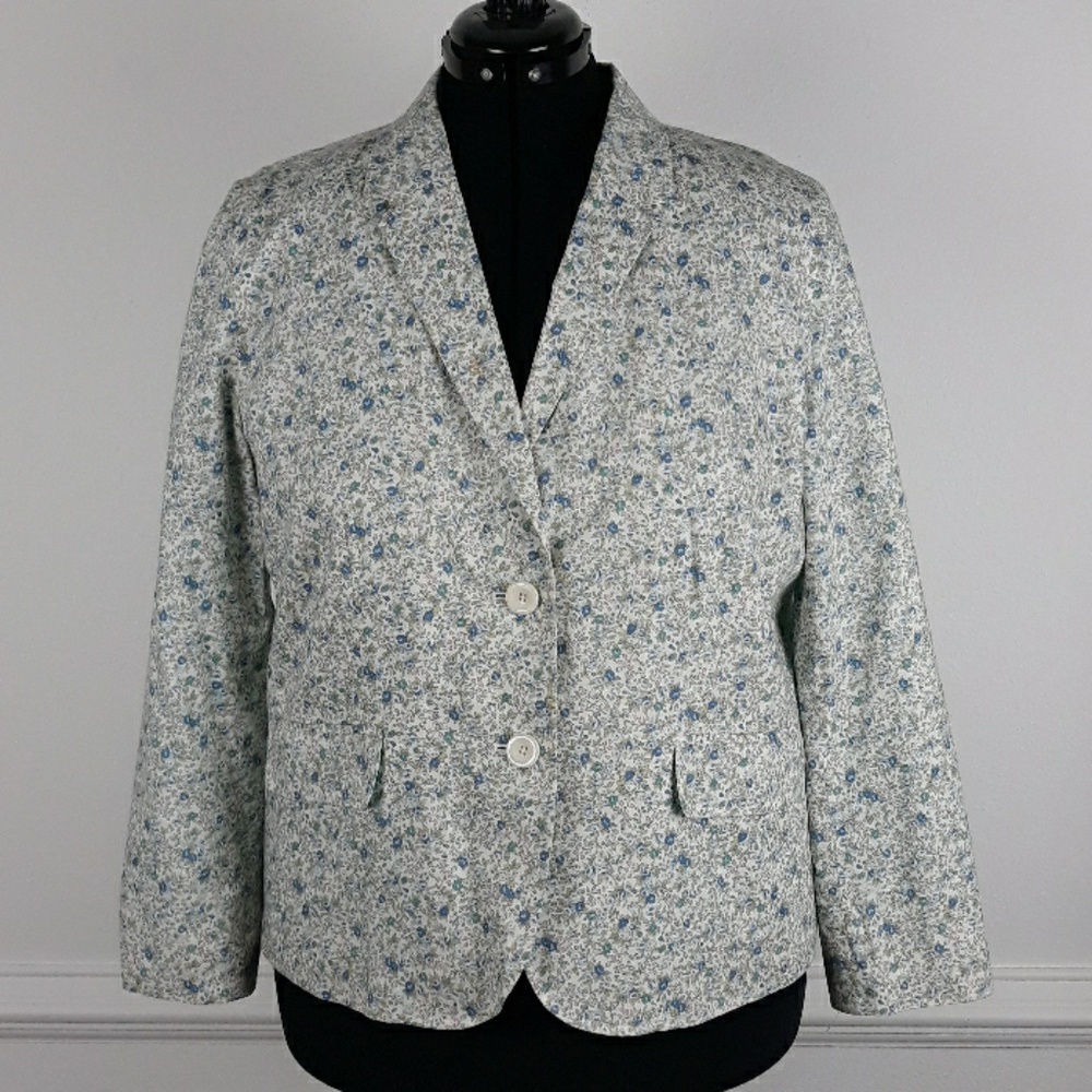 Orvis Cream and Blue Floral Blazer